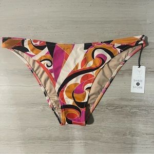 Shade & Shore Women's Multicolor Bikini Bottom High Leg Cheeky Large